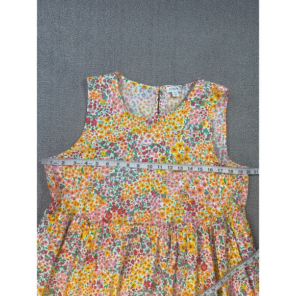 J. Crew Dress Floral Tiered Midi Multi Color Sleeveless 100% Cotton Size 12 - Picture 7 of 9